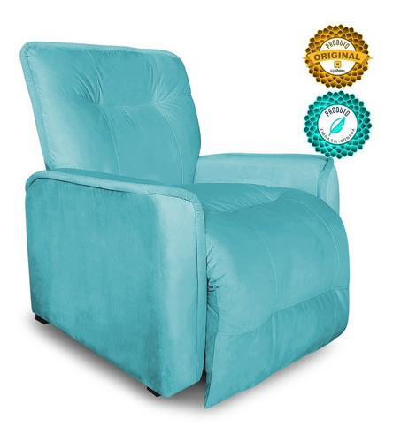 Poltrona Do Papai Reclinável Orion Suede Turquesa