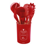 Colher Concha Pegador Escumadeira Fuet De Silicone Cor Vermelho