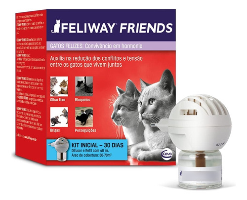 Kit Feliway Friends Difusor Universal Bivolt + Refil 48ml