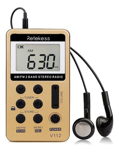 Mini Rádio Bolso Digital Retekess V-112 Am/fm Recarregável