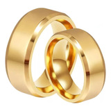 Par Alianças De Tungstenio 7mm Chanfrada Ouro 24k Casamento