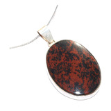 Dije De Obsidiana Marron Engarzada En Plata 925.