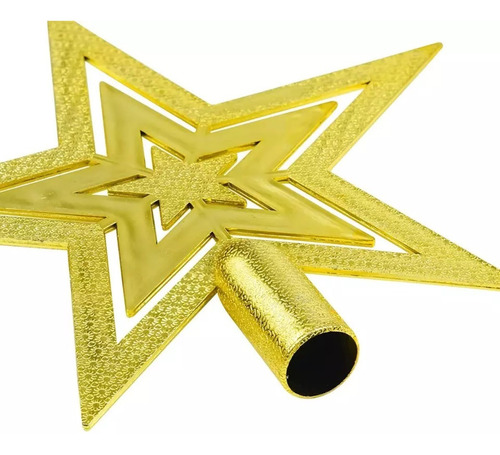Ponteira Estrela Dourada Arvore De Natal Luxo Vazada Pinheir