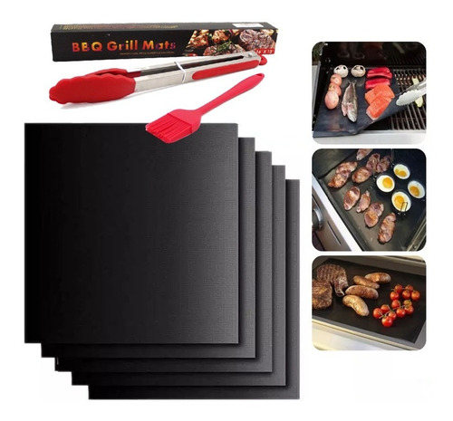 Kit Bbq Láminas Antiadherentes Asados Parrilla+ Accesorios