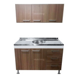 Combo Mueble De Cocina Bajo Mesada + Alacena Con Bacha 120