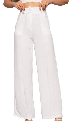 Calça Feminina Social Alfaiataria Pantalona Tecido Wide Leg