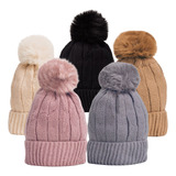 Toca De Lã Frio Gorro Forrada Com Pom Pom Forrada Interna