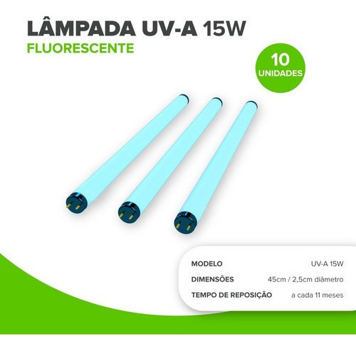 Kit 10 Lâmpadas Uv 15w Para Armadilha Mata Mosca Mosquito