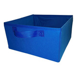 Kit 2 Caixa Média Roupas Limpeza E Organização Para O Closet Cor Azul Liso