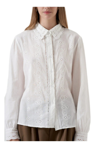 Camisa Blusa Bordada Calada Broderie Nueva Temporada