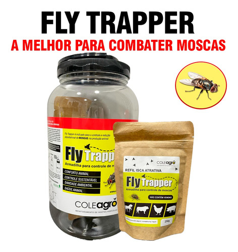 4 Armadilhas Mata Mosca 1 L + 4 Refil Atrativo Mosca 250 Gr