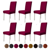 6 Fundas Elástica Cubre Silla Comedor Strech Ajustable Color Color Tinto