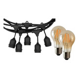 Guirnalda Luces Led Exterior Luz 10m + 10 Ampolletas Vintage