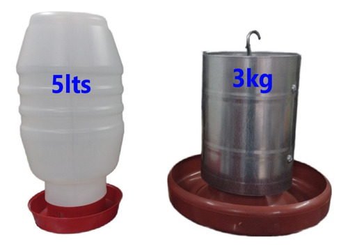 Kit Bebedor 5l + Comedouro Kit Bebedouro 5l + Tratador 3kg