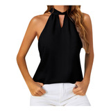 Blusa Mujer Verano Halter Lazo Gasa Mangas Tirantes