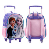 Mochila Rodinhas Princesas Frozen Escolar Infantil Disney Cor Violeta