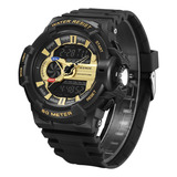 Relógio Masculino Weide Anadigi Wa3j8009 - Preto E Dourado