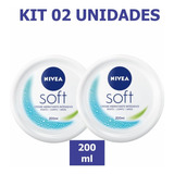 Kit 2 Creme Nivea Soft Facial 200ml  Mãos Rosto E Corpo 