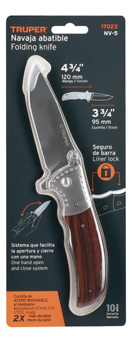 Navaja Cuchillo Plegable Mango Madera Truper 17023 C