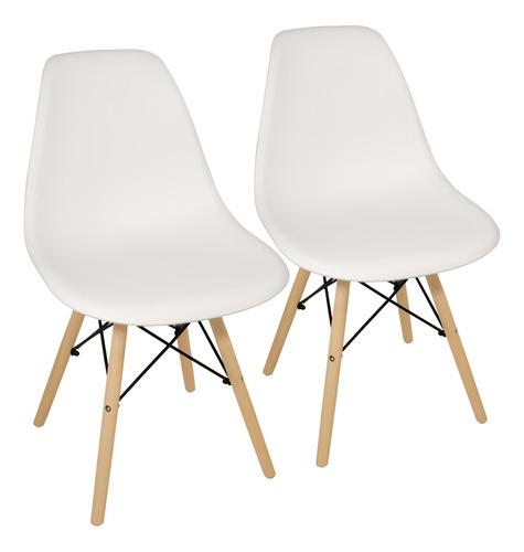 Sillas X 2 Comedor Plástico Patas Madera Diseño Eames Ct