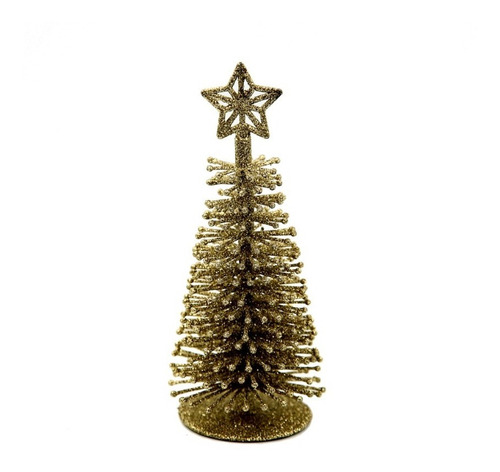 Arbol Navideño 17,5 Cm Oro Dorado Adorno Navidad Deco