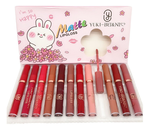 Set De 12 Labiales  Gloss Tipo Matte