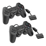 Kit 2 Controle Joystick C/ Fio Compatível Ps2 Playstation2