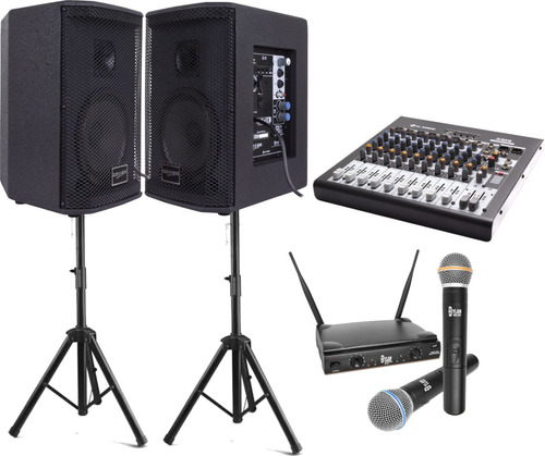 Kit Saga 6a + 6p 200w + Tripés + Mic. Dw602 + Mesa Xms1602