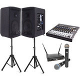 Kit Saga 6a + 6p 200w + Tripés + Mic. Dw602 + Mesa Xms1602