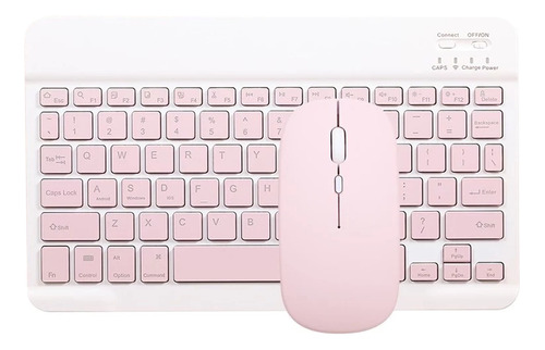 Kit Teclado Y Mouse Mini Bluetooth Negro Rosado