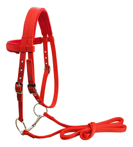 Caballo Rein Arnés Cabezales Removable Snaffle Rojo M