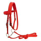 Caballo Rein Arnés Cabezales Removable Snaffle Rojo M