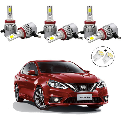 Kit Lâmpadas Led V10 Farol Alto Baixo Milha Sentra 2018 2019