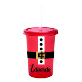 15 Vasos Con Popote Personalizado Navidad