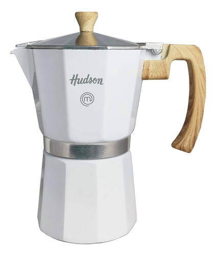 Cafetera Hudson Esmaltada Blanca Italiana Induccion 6 Tazas