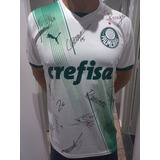 Camisa Do Palmeiras Do Gustavo Gomes Com Vários Autógrafos 