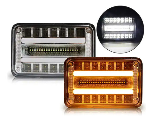 2 Farolas O Exploradora Led Neon Rectangular Tipo Kenworth