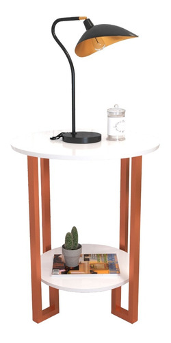 Mesa De Apoio Pés Industrial De Cobre Cristal - Branco