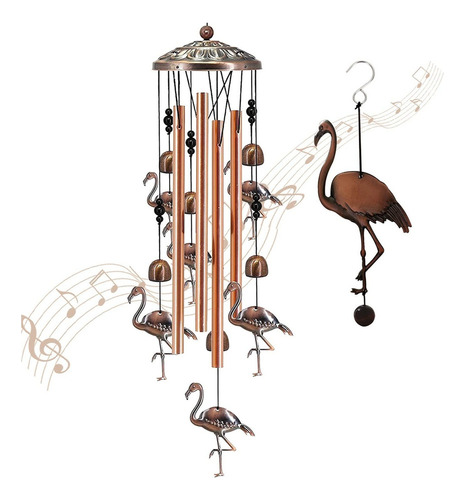 Wind Chimes Flamingo Con Gancho Colgante De Tubos De Metal A