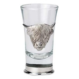 Gaelsong Highland Cow Shot Glass Peltre Scottish 2 Oz Hecho 