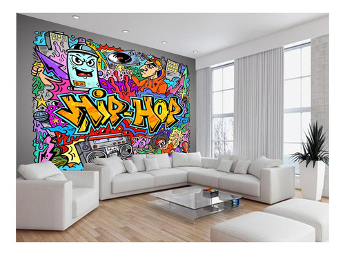 Adesivo De Parede Arte Graffiti Mural Hip Hop M² Tra126