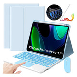 Funda Teclado Mouse Lapiz Para Xiaomi Pad 6/6 Pro 11'' Azul