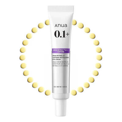 Crema revitalizante para ojos Anua Retinol 0.1 con cafeína, 30 g, tiempo de aplicación, tipo de piel nocturna, todo tipo de piel | Meses sin interés