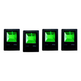 Quatro Refletores 20w Led Bivolt Verde Jardim Decoração Sala