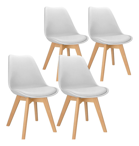 Kit 4 Cadeiras Charles Eames Best Chair Design Wood Estofada