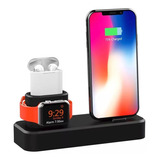 Base De Carga 3 En 1 Silicón Para iPhone Apple Watch AirPods