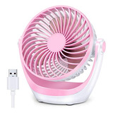 Ventilador De Escritorio Aluan Silencioso 5 Pulgadas Rosa