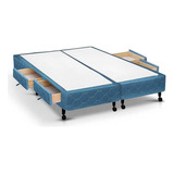 Cama Box Base C/gavetas Queen Poli Azul (158x27-c/4 Gav)cas