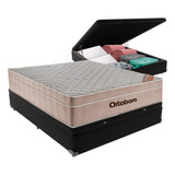 Cama Baú Casal Preto + Colchão Airtech Spring Pocket Ortobom