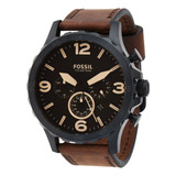 Reloj Hombre Fossil Jr1487 Cuarzo 50mm Pulso Marron En Cuero